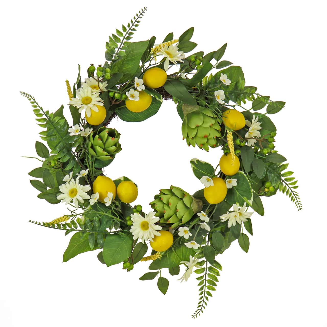 22'' Daisy, Artichoke, and Lemon Wreath